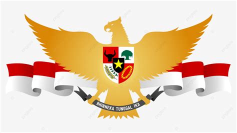 Garuda Pancasila Symbol Logo With Indonesian Flag Ribbon Garuda