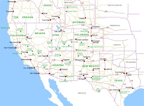 Gemüsehändler Briefumschlag Gewebe Karte Usa Westen Nationalparks