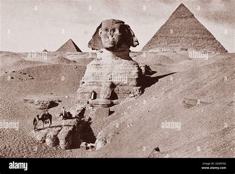 Das Alte Ägypten Die Große Sphinx Von Gizeh Im Hintergrund Die