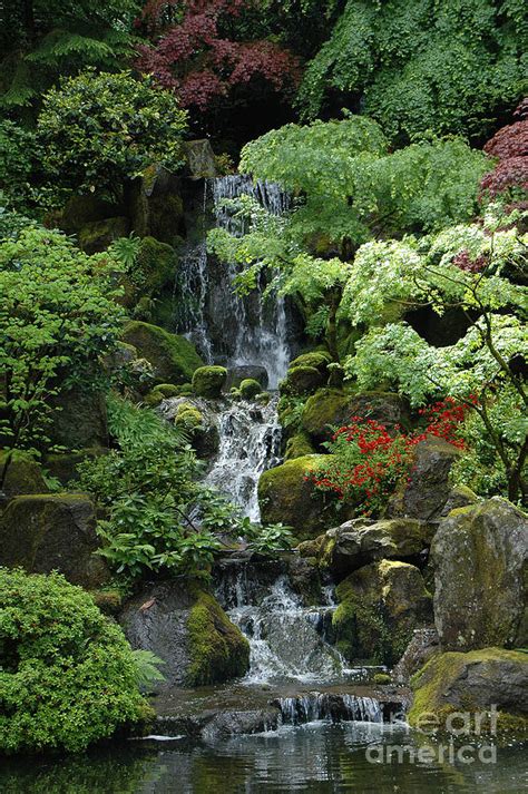 Japanese Garden Waterfall Portland Oregon Photograph By Mike Nellums