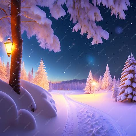 Premium AI Image | Snow covered winter wonderland Icy snowflakes and
