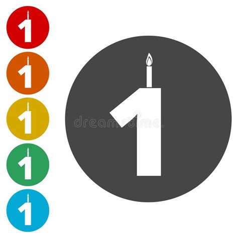 Burning Birthday Candles Number 1 Stock Vector Illustration Of Four