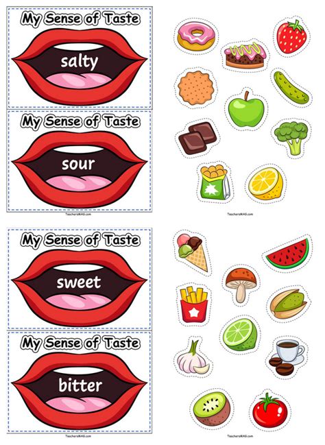 Taste Of Food Worksheet For Kindergarten