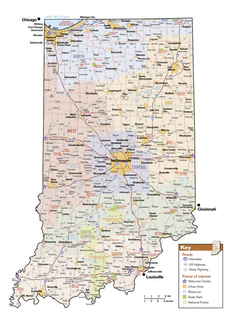 Road Map Of Indiana With Cities Indiana State Map Printable