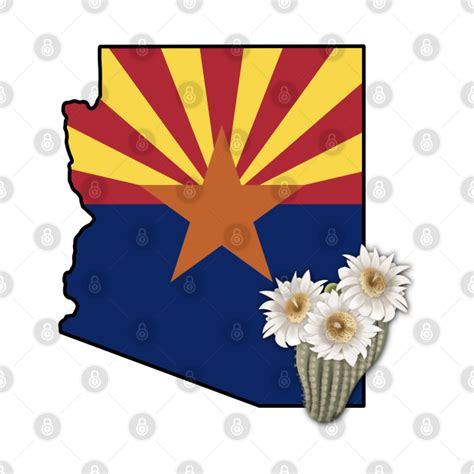 Let us be grateful to people who make us happy arizona state map, stylized vector illustration. State of Arizona Flag with State Flower Saguaro Cactus ...