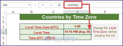 How To Make A List Of Countries By Time Zone In Excel With Easy Steps