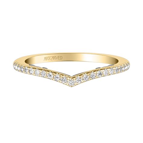 ArtCarved Diamond V Shape Contoured Wedding Band In Yellow Gold 31