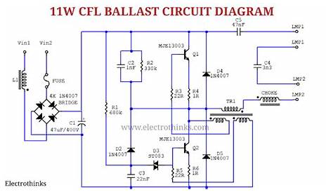 cfl electronic ballast circuit diagram