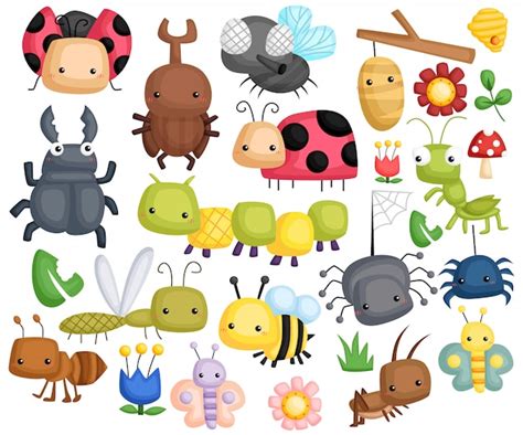 Cute Cartoon Insects Vector Free Download
