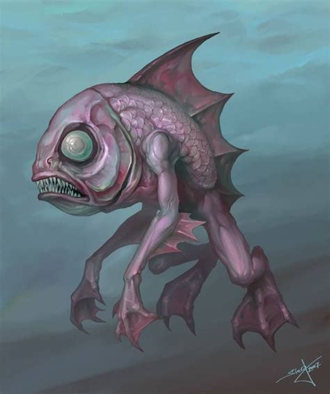 Fish With Legs Creature Character Design Scary Art Illustration