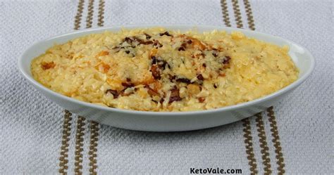 Loaded cauliflower low carb keto with nutritional yeast. Cheesy Loaded Cauliflower Bake Low Carb Recipe