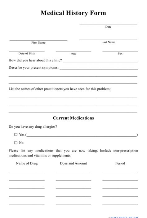 Medical History Form Fill Out Sign Online And Download Pdf