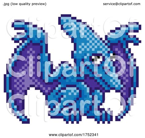 Pterodactyl Pixel Art Dinosaur Video Game Cartoon By