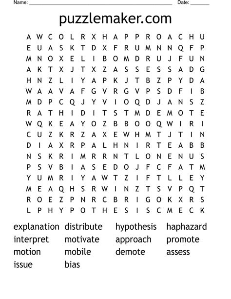 Word Search Puzzle Maker Printable