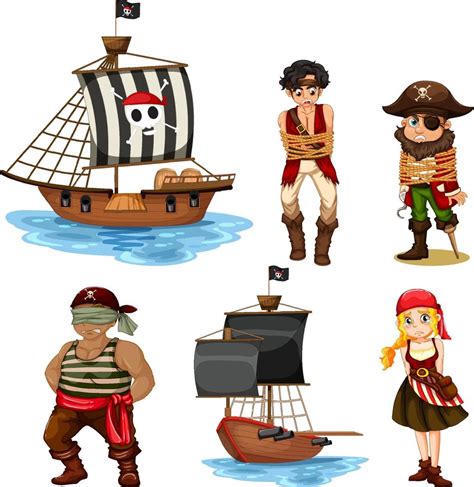 Conjunto De Diferentes Personajes De Dibujos Animados De Piratas Vector En Vecteezy