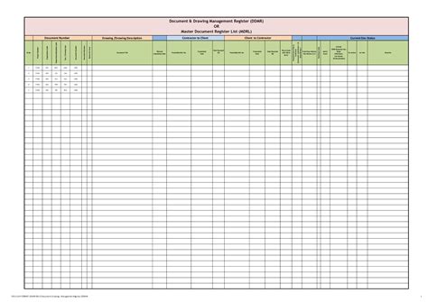 Drawing Register Excel Template Free Printable Templates