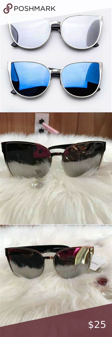 🆕 Silver Mirror Tinted Cat Eye Sunglasses Trendy Cat Eye Mirror Tinted Reflection Women S