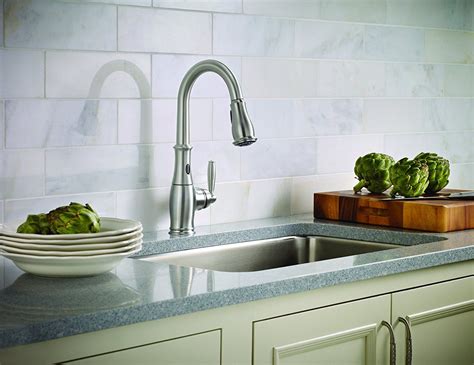 They provide convenience and cleanliness and a way to wash your hands after food prep without spreading germs to the handle of the faucet. Moen Brantford Motionsense Touchless Kitchen Faucet ...