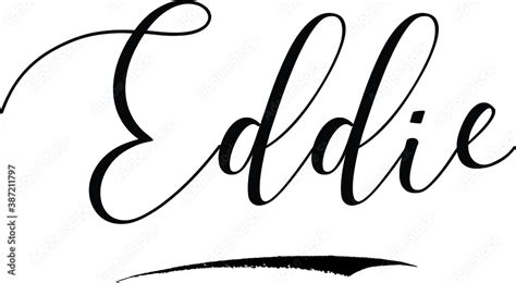 Eddie Male Name Cursive Calligraphy On White Background Stock Vector