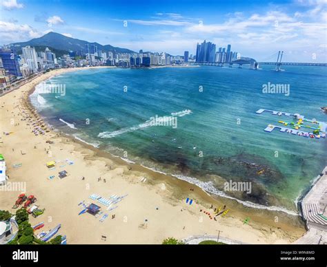 Aeril View Of Sunny Summer Gwangalli Beach Busan South Korea Asia