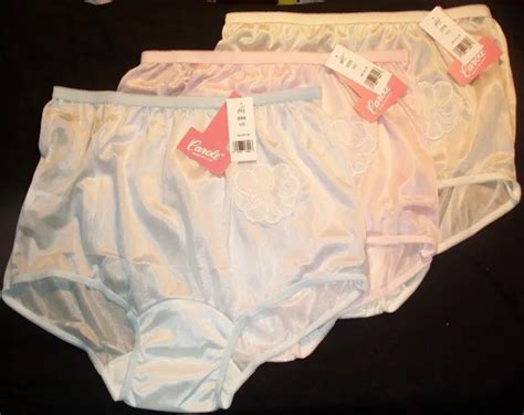 3 pair assorted carole nylon panty size 11 brief style panties lace applique usa 28 24