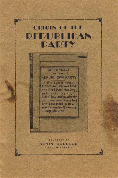 • that the free enterprise system is the most productive supplier of human needs and economic justice. Origin Republican Party 1854