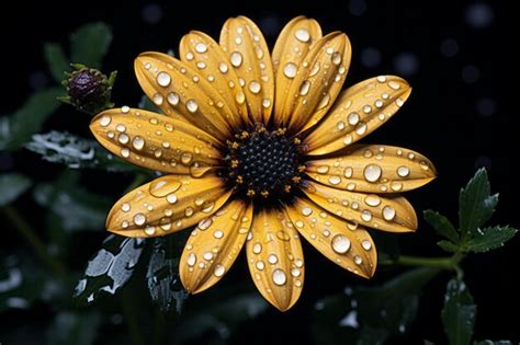 Premium Ai Image A Yellow Flower With Water Droplets On It