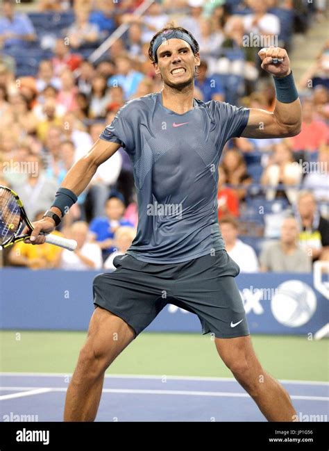 New York United States Rafael Nadal Of Spain Reacts After Beating