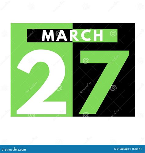 March 27 Flat Daily Calendar Icon Date Day Month Stock