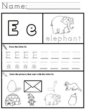 letter e worksheets by kindergarten swag teachers pay teachers