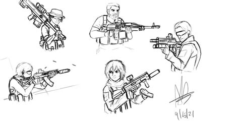 More Gun Poses Sketch By Justfr0sty On Deviantart