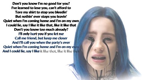 Billie Eilish Lyric Video When The Partys Over Youtube