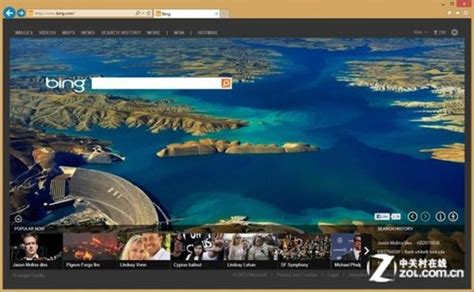 必应首页改版：可用图片查看热门搜索软件资讯新闻资讯 中关村在线