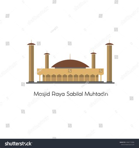 Masjid Raya Sabilal Muhtadin Great Mosque Stock Vector Royalty Free