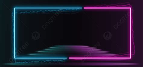 Abstract Colorful Neon Light Frame With Reflection Background