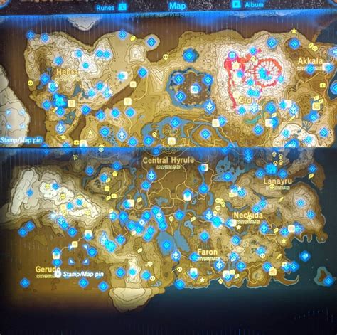 Map Of All Shrines In Legend Of Zelda Breath Of The Wild