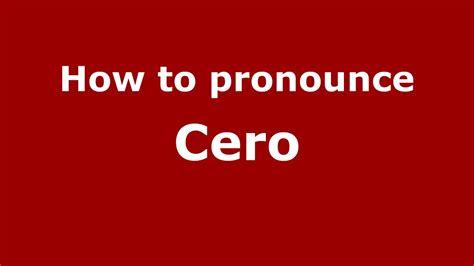 How To Pronounce Cero Spanishargentina Youtube