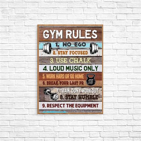 Gym Rules Poster Gym Poster Etsy