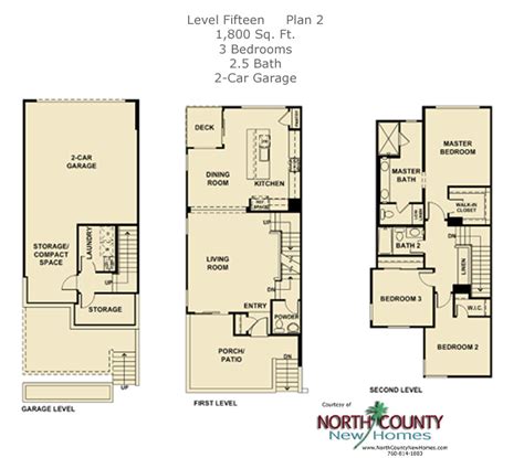 This will often include the number of bedrooms, bathrooms, den. Level Fifteen Floor Plan 2 - North County New Homes