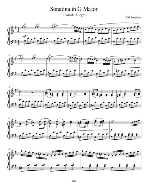Sonatina In G Major Sheet Music For Piano Solo
