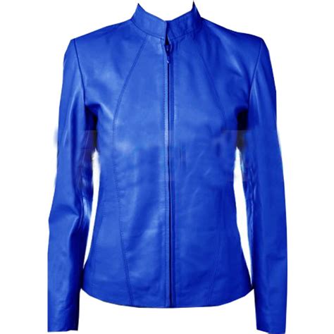 Leather leaf jackets are basicly made of leather pieces having leaf shape and tulle! A Fashion Leather Jacket In Blue For Women - Leather ...