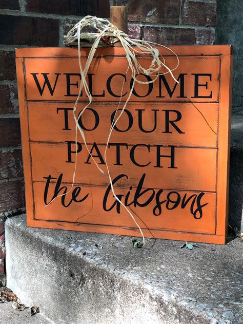 Welcome To Our Patch Pumpkin Patch Sign Custom Last Name Etsy