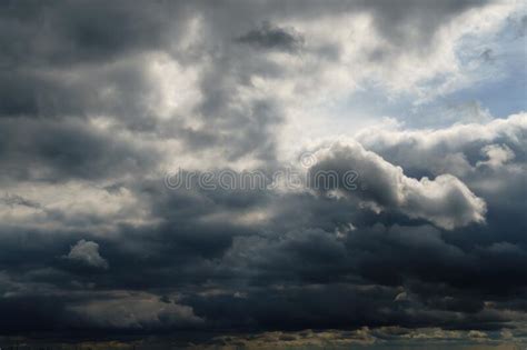 Beautiful Dark Dramatic Sky With Stormy Clouds Before The Rain Stock