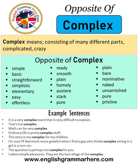 Opposite Of Complex Antonyms Of Complex Meaning And Example Sentences