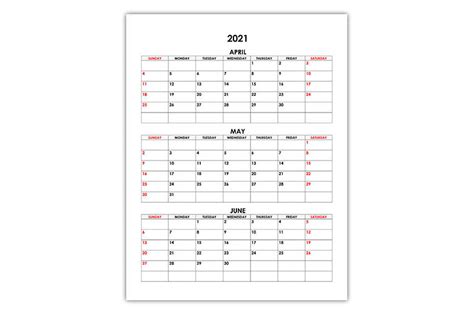 Free April May June 2021 Calendar Printable Pdf Word Excel Template