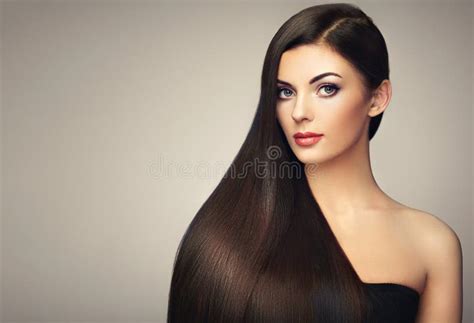 beautiful woman with long smooth hair stock image image of elegant elegance 94755465