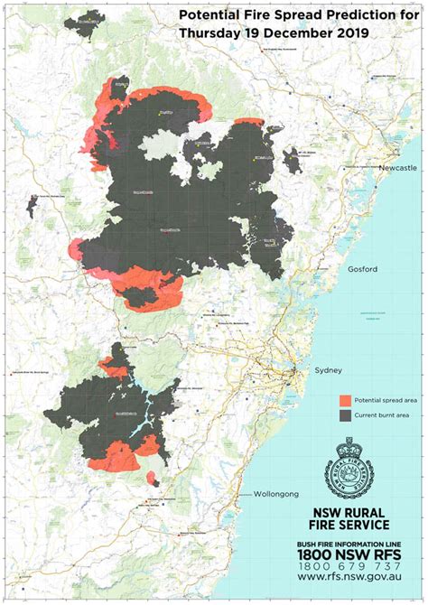 New South Wales Posts Map Showing Predicted Spread Of Bushfires