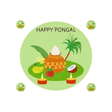 Happy Pongal And Tamil New Year Vector Illustration Pongal Happy