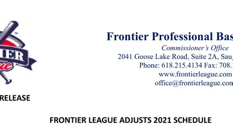 Frontier League Adjusts 2021 Schedule Joliet Slammers