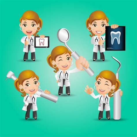 female dentist cartoon vector free download